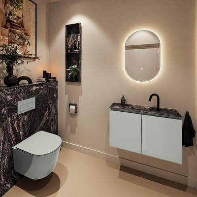 MONDIAZ TURE-DLUX meuble WC 80 cm Greey. Lavabo EDEN Lava position milieu. Avec 1 trou de robinet.