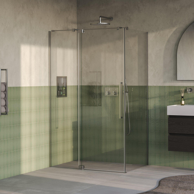 BRAUER Stellar Douchecabine - 120x100x200cm - draaideur - glascoating - omkeerbaar - helder glas - Geborsteld RVS PVD