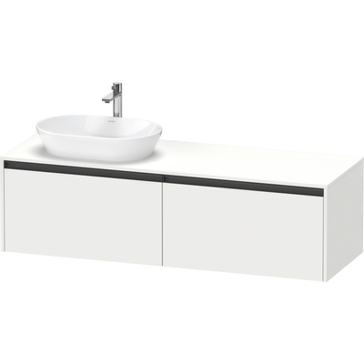 Duravit ketho 2 meuble sous lavabo avec plaque console et 2 tiroirs pour lavabo à gauche 160x55x45.9cm avec poignées blanc anthracite mat