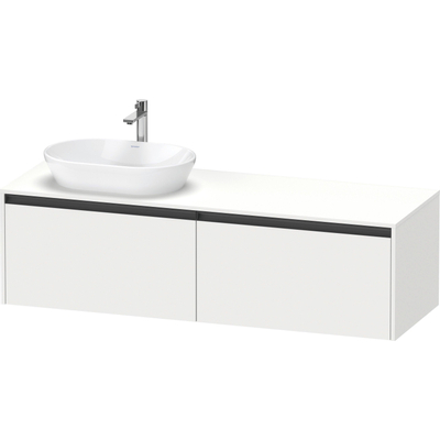 Duravit Ketho 2 meuble sous-lavabo avec plateau console avec 2 tiroirs pour vasque à gauche 160x55x45.9cm avec poignées anthracite blanc mat
