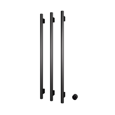 Hotbath &MORE Handdoekradiator - 57x115cm - rond - 3 stangen - verticaal - met schakelaar - PVD - geborsteld gunmetal (antraciet)