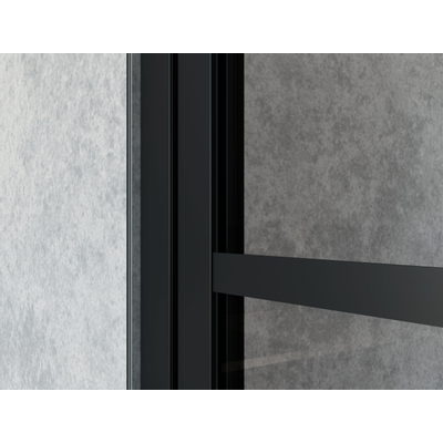 Saniclass Bellini Porte de douche 100x200cm verre de sécurité anticalcaire cadre Lines à l'extérieur Noir mat