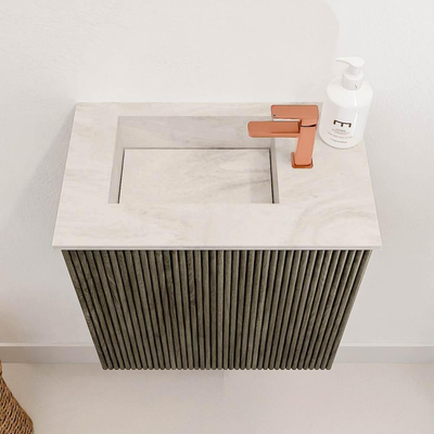 Mondiaz JOYA-DLUX Meuble de toilette 40cm - couleur Shadow - Vasque FAYE position Gauche 1 trou de robinet couleur Ostra.