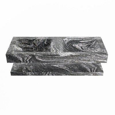 MONDIAZ ALAN - DLUX Badkamermeubelset - 120cm - planchet - Lava - vrijhangende wastafel - 2 wasbakken - 2 kraangaten - Lava
