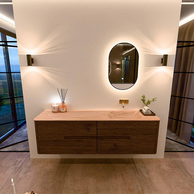 Mondiaz CIRO-DLUX Meuble de salle de bains - 170x45x50cm - Plan vasque Solid Surface Saba - 1 lavabo à droite - sans trous de robinet - 4 tiroirs - Dusk