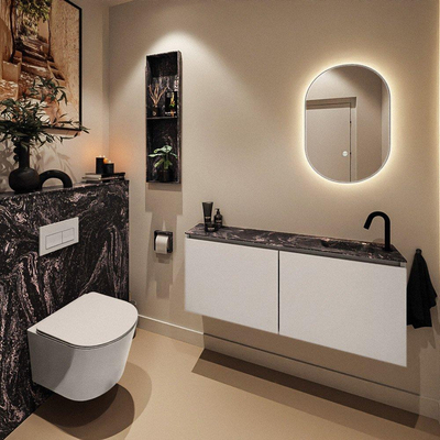 MONDIAZ TURE-DLUX 120cm toiletmeubel Linen. EDEN wastafel Lava positie rechts. Met 1 kraangat.