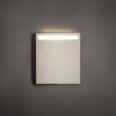 Adema Squared badkamerspiegel 60x70cm met bovenverlichting LED met spiegelverwarming en sensor schakelaar