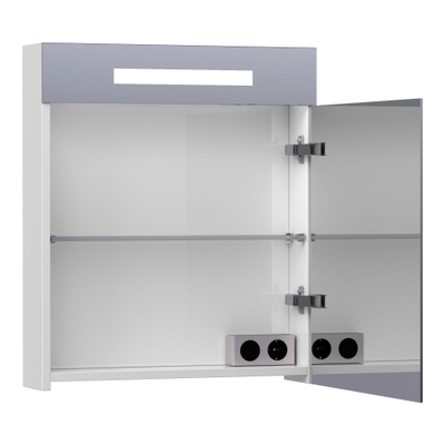 BRAUER Promise Deluxe armoire de toilette – 59 x 70 x 15 cm – LED directe – ouverture à droite – Blanc haute brillance