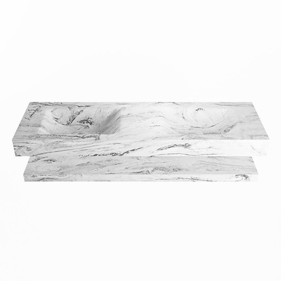MONDIAZ ALAN - DLUX Badkamermeubelset - 150cm - planchet - Glace - vrijhangende wastafel - 2 wasbakken - 2 kraangaten - Glace