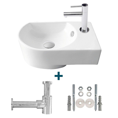 GO by Van Marcke Flexy fonteinset – halfrond – 41x27x14.2 cm – porselein wit – kraangat rechts