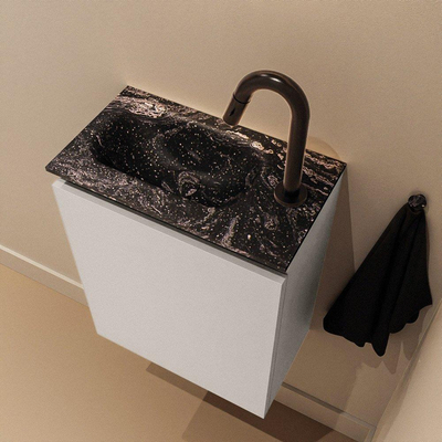 MONDIAZ TURE-DLUX 40cm toiletmeubel Linen. EDEN wastafel Lava positie links. Met 1 kraangat.