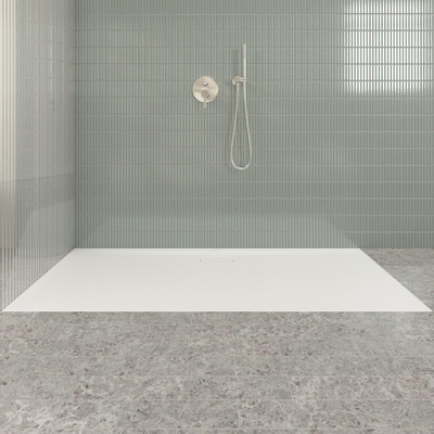 Villeroy & Boch Ecora douchebak - 170x80x3.5cm - afvoer lange zijde - stone white (wit)