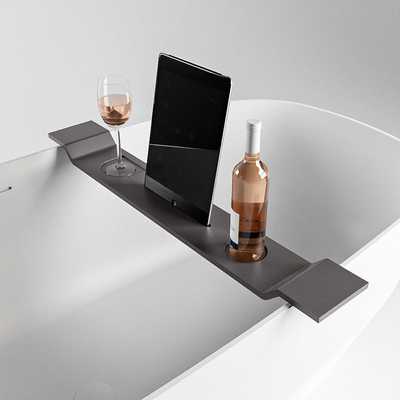 Mondiaz Easy Planche de bain - 12.5x86x4.2cm - Solid Surface - Gris foncé mat