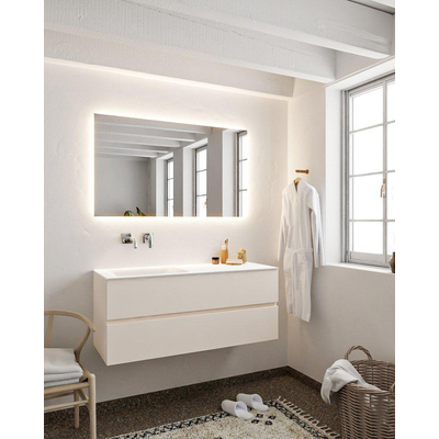 Mondiaz VICA ensemble de meuble de salle de bain - 120cm - meuble sous-vasque lin - 2 tiroirs - lavabo nuage gauche - sans trou de robinet version XL 60cm de haut