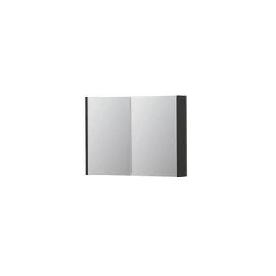 INK SPK1 spiegelkast – 80x60x14 cm – 2 deuren, dubbelzijdige spiegeldeuren – Antraciet mat