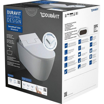 Duravit ME by Starck WC douche à évacuation profonde sans rebord avec fixation dissimulée 37x57cm incl. abattant WC douche Slim Sensowash blanc