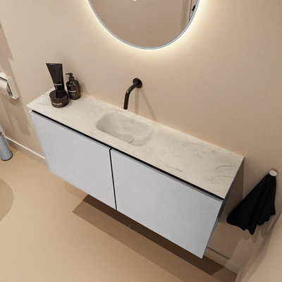 MONDIAZ TURE-DLUX meuble WC 100 cm Plata. Lavabo EDEN Opalo position milieu. Sans trou de robinet.