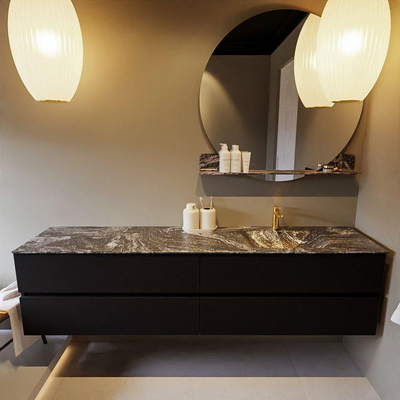 Mondiaz VICA-DLUX ensemble de meuble de salle de bain - 200cm - meuble sous-vasque urbain - 4 tiroirs - lavabo encastré cloud droite - 1 trou de robinet - miroir modèle spot - version XL 60cm haut - lave