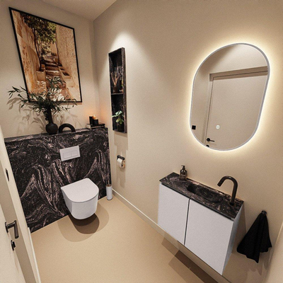 MONDIAZ TURE-DLUX 60cm toiletmeubel Cale. EDEN wastafel Lava positie rechts. Met 1 kraangat.