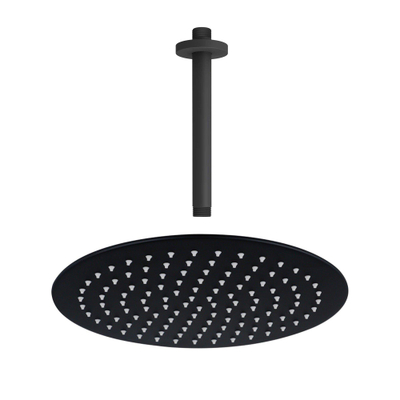 Fortifura Calvi Tête de douche - 30cm - rond - bras plafond 20cm - Noir mat