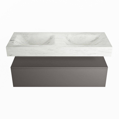 MONDIAZ ALAN - DLUX Badkamermeubelset - 120cm - onderkast - Dark grey - 1 lade - vrijhangende wastafel - 2 wasbakken - 0 kraangaten - Opalo