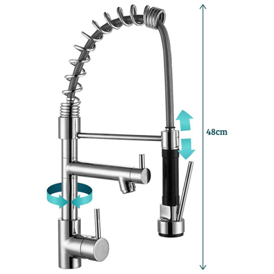 GO by Van Marcke Cuisina II keukenkraan - 48cm - draaibare & uittrekbare uitloop - waterbesparend - chroom OUTLETSTORE
