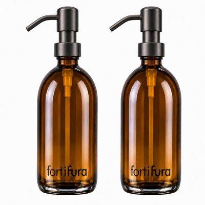 Fortifura Calvi Distributeur de savon - 500 ml - lot de 2 - support - gunmetal