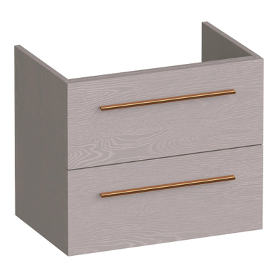 BRAUER Trust meuble de salle de bains sous‑lavabo peu profond 60 sans poignées rapportées 2 tiroirs à fermeture en douceur et 1 découpe pour siphon - Timber Greige