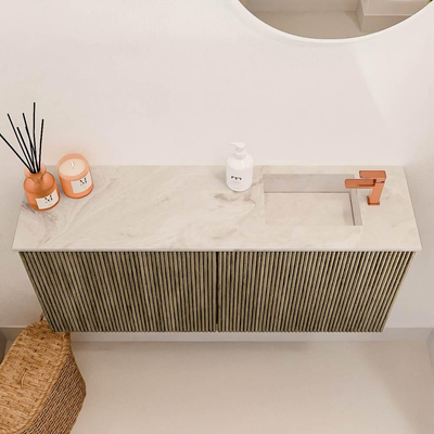 Mondiaz JOYA-DLUX 90cm toiletmeubel - kleur Dusk - Wastafel FAYE positie Rechts 1 kraangat kleur Frappe.