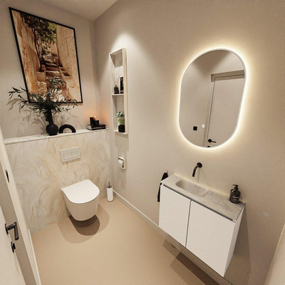 MONDIAZ TURE-DLUX 60cm toiletmeubel Talc. EDEN wastafel Ostra positie links. Zonder kraangat.