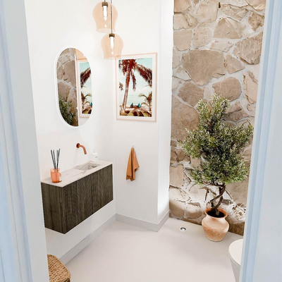 Mondiaz JOYA-DLUX 70cm toiletmeubel - kleur Shadow - Wastafel FAYE positie Rechts Zonder kraangat kleur Nata.