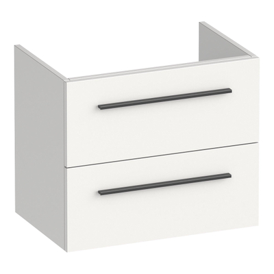 BRAUER Trust meuble sous-lavabo peu profond 60 sans poignées rapportées 2 tiroirs à fermeture douce et 1 découpe pour siphon - blanc mat