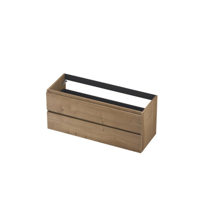 INK Wastafelonderkast - 120x45x52cm - 2 lades - greeploos - met houten keerlijst - MDF - Ash grey