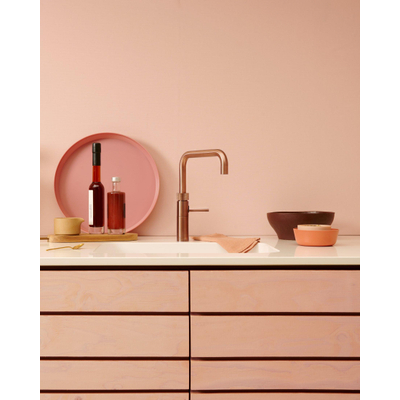 Quooker BE Fusion Square robinet d'eau bouillante - bec pivotant - réservoir Combi - Eau chaude / eau bouillante - Cuivre rose