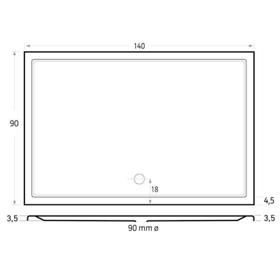 Xenz Mariana receveur de douche - 140x90x7 - Acrylique - ciment