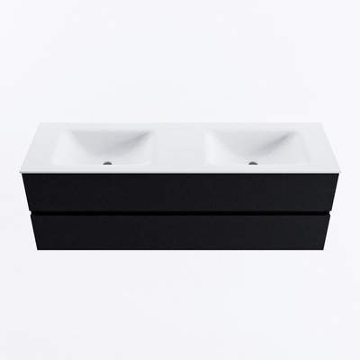 MONDIAZ VICA 150cm meuble de salle de bains sous-meuble Urban 2 tiroirs. Lavabo CLOUD double 2 trous de robinet, couleur Talc.