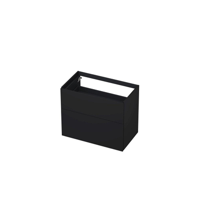 INK P2o Wastafelonderkast - 80x45x65cm - 2 lades - push to open - met rechte opdekfronten - MDF lak - Zwart mat