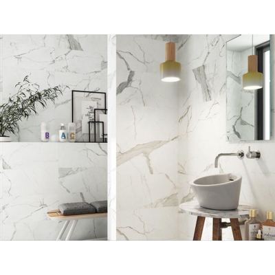 Cifre Ceramica Statuario carrelage mural et de sol - 75x75cm - 10.2mm - Carré - rectifié - Aspect marbre - Blanc/noir mat