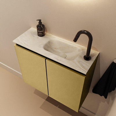 MONDIAZ TURE-DLUX 60cm toiletmeubel Oro. EDEN wastafel Ostra positie rechts. Met 1 kraangat.