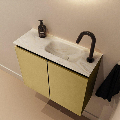 MONDIAZ TURE-DLUX Meuble toilette - 60cm - Oro - EDEN - vasque Ostra - position droite - 1 trou de robinet