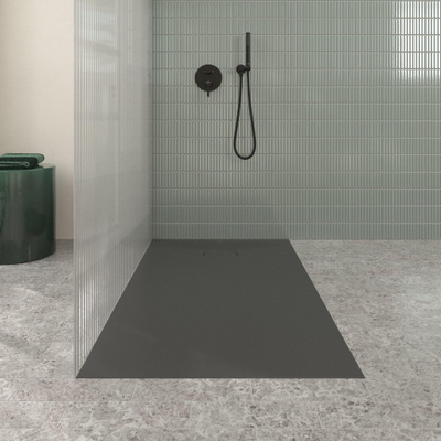 Villeroy & Boch Ecora douchebak - 140x80x3.5cm - afvoer korte zijde - anthracite (antraciet)