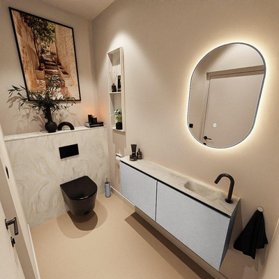 MONDIAZ TURE-DLUX Meuble WC 120 cm Plata. EDEN lavabo Ostra position droite. Avec 1 trou de robinet.