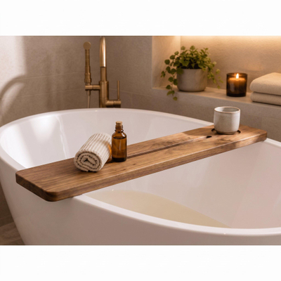 Saniclass Axess Planche de baignoire - 95x15cm - bois de chêne - noyer pur
