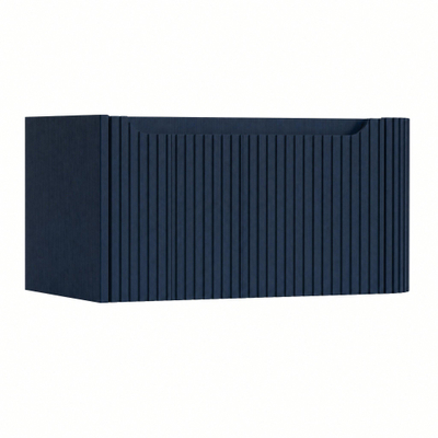 H&R Badmeubelen Juice Wastafelonderkast - 80x45x40cm - rechterhoek afgerond - 3D-front - 1 lade - geïntegreerde greep - blue oak