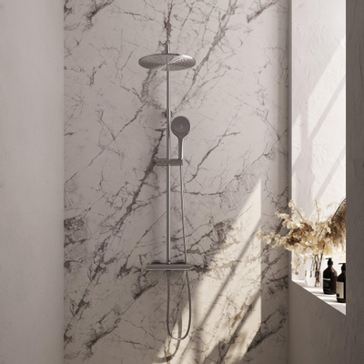 Brauer Brushed Edition Ensemble douche pluie - pommeau 30cm - barre curseur - douchette rond 3 jets - boutons lisses - Inox brossé - DESTOCKAGE