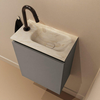 MONDIAZ TURE-DLUX 40cm toiletmeubel Smoke. EDEN wastafel Ostra positie rechts. Met 1 kraangat.