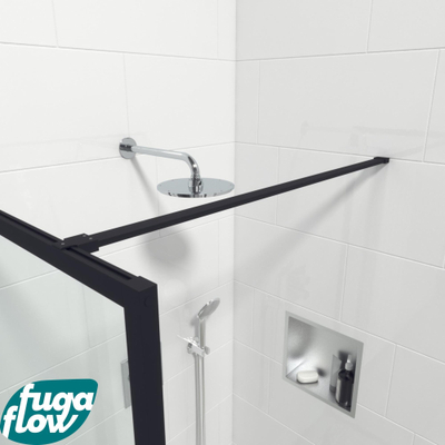 FugaFlow Efficiente Vetro douche à l'italienne salle de bain - 100x200cm - verre de sécurité - verre mat - cadre noir mat tout autour - anti-calcaire