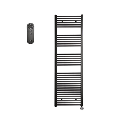 Sanicare HVS Elektrische Radiator - 172x45cm - 920W - met afstandsbediening - thermostaat - chroom - rechtsonder - mat zwart