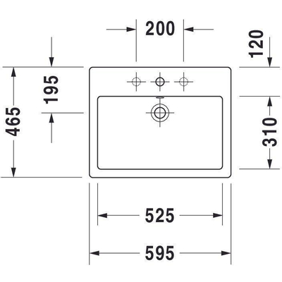 Duravit Vero Opbouwwastafel - geslepen - met kraangat - met overloop - 59.5x46.5cm - met wondergliss - inclusief bevestiging - wit