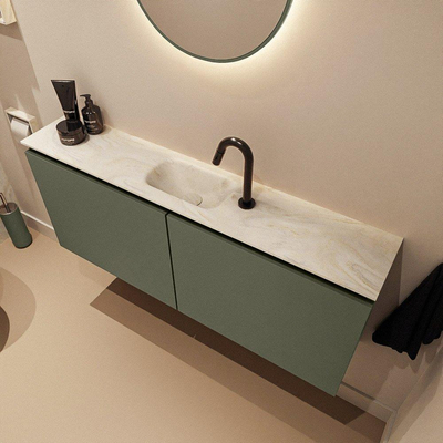 MONDIAZ TURE-DLUX 120cm toiletmeubel Army. EDEN wastafel Ostra positie midden. Met 1 kraangat.